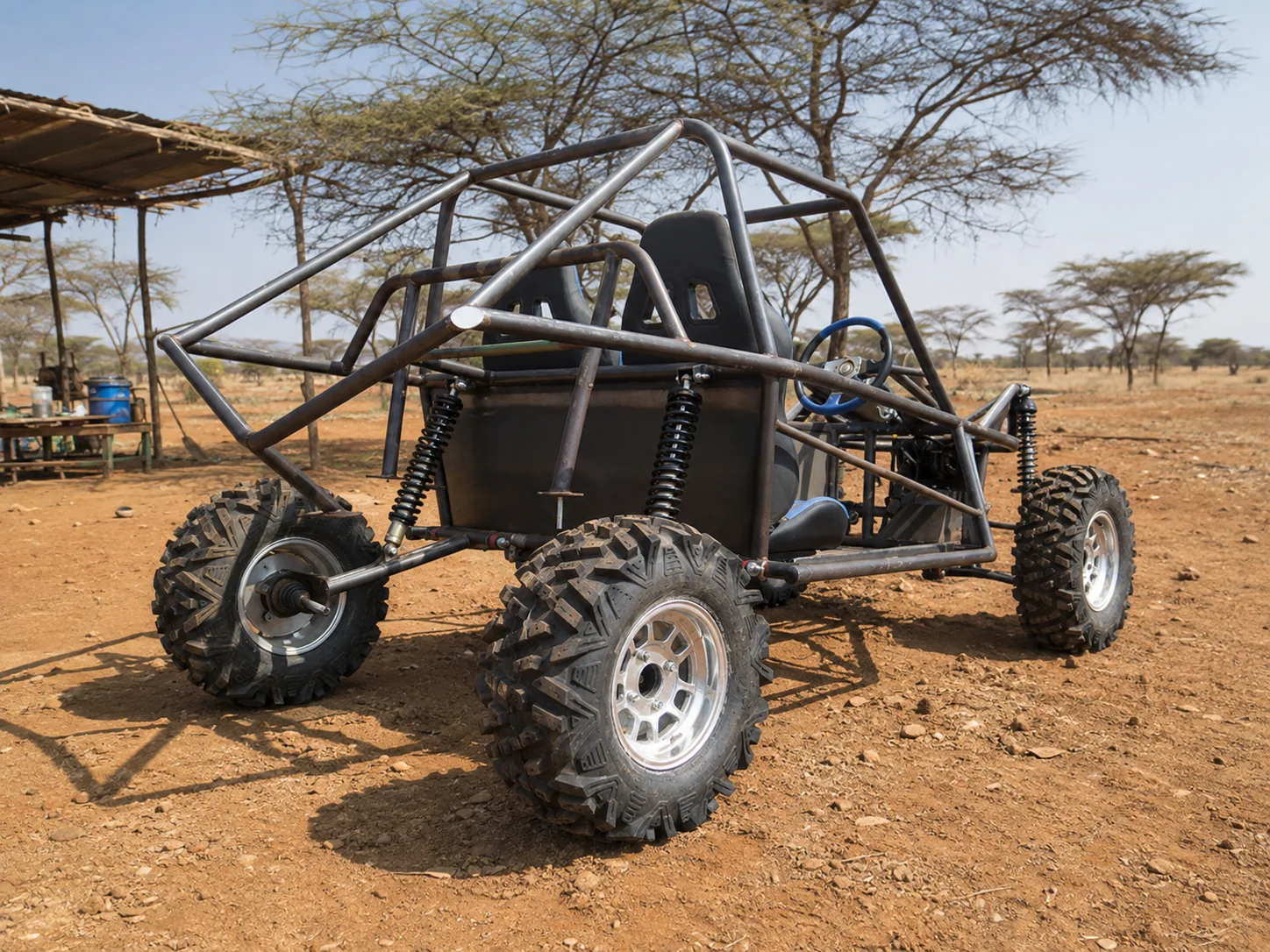 Cart Cross tube-frame buggy in a Kitengela workshop yard
