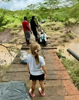 Maintenance work taking place on the Emakoko bridge crossing
