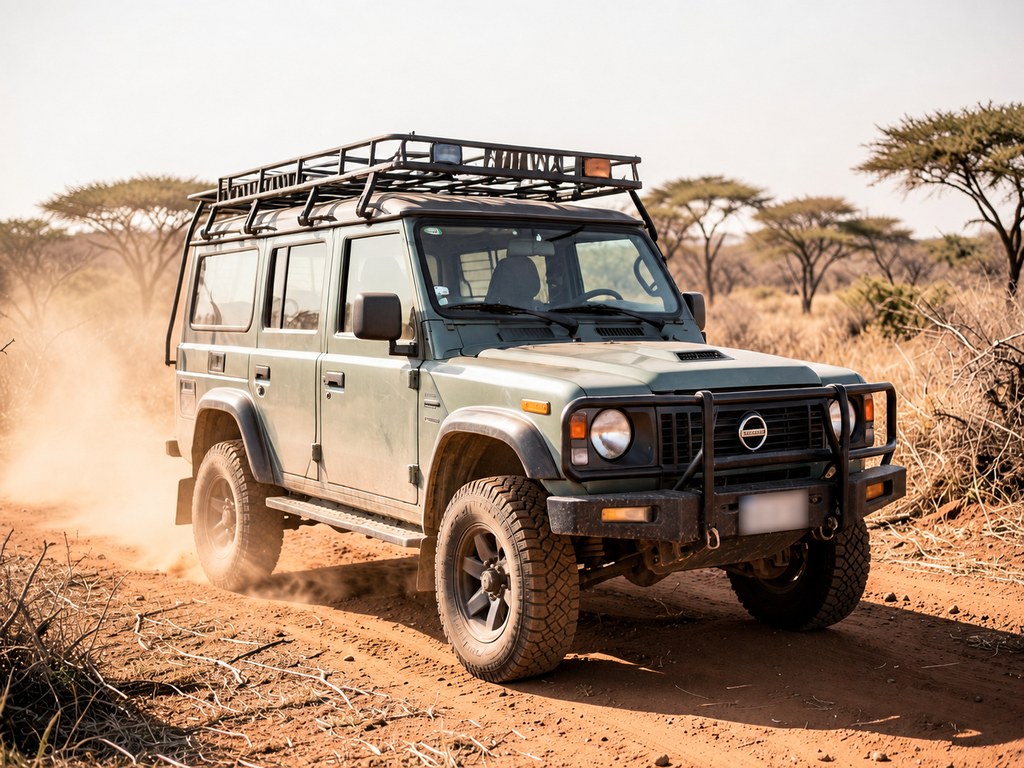 Illustrative project: Modified 4x4 with custom roof rack and bumper in the Kenyan bush