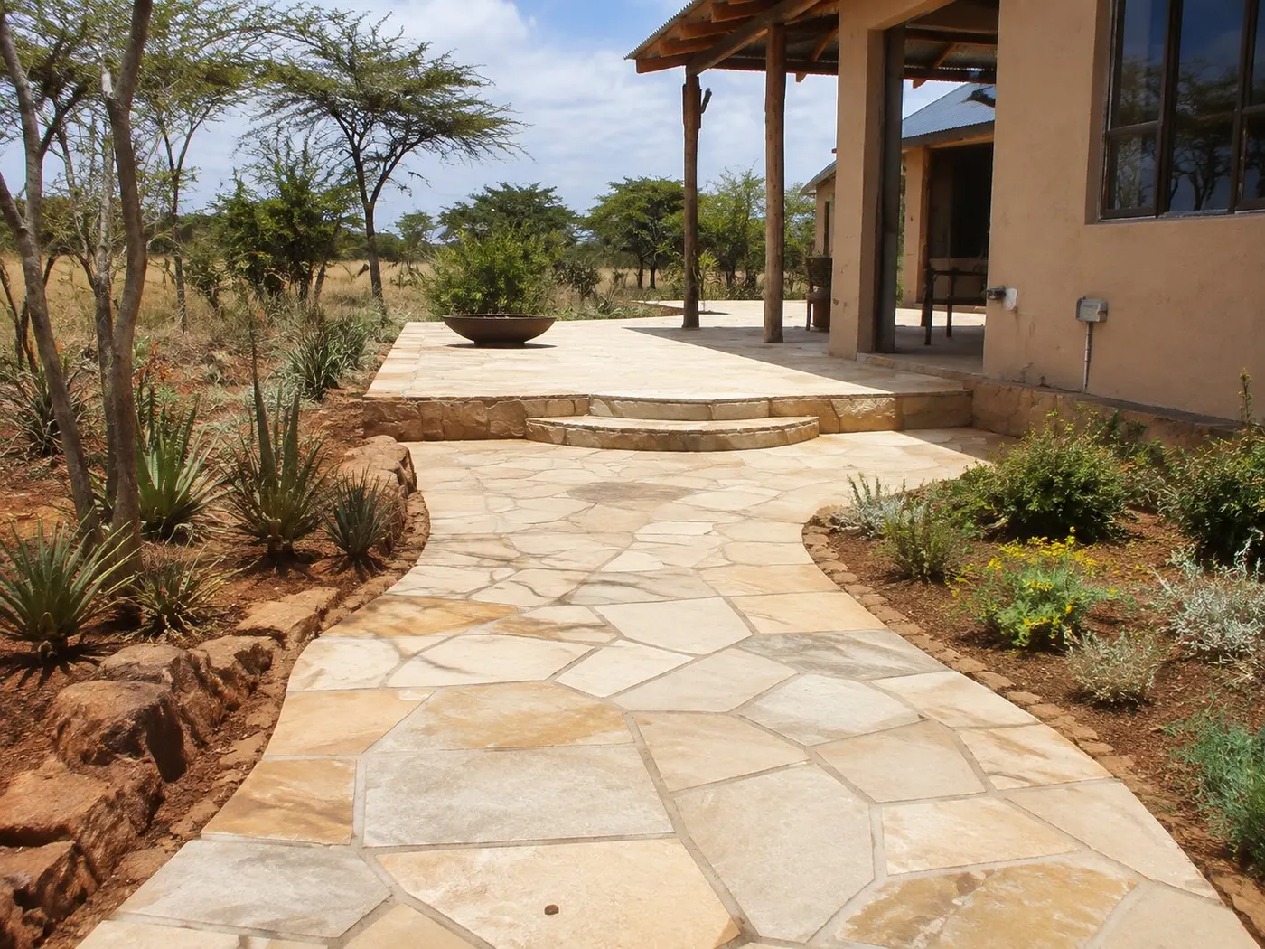 Mazeras stone patio, steps and garden path in Kitengela